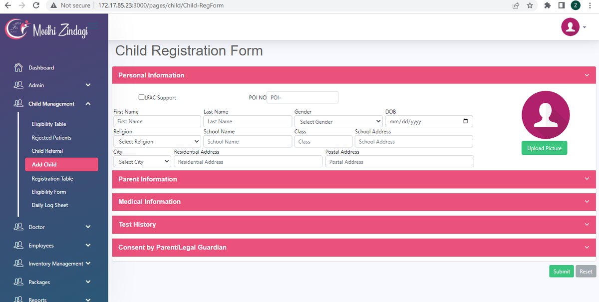 Meethi Zindagi Child Registration